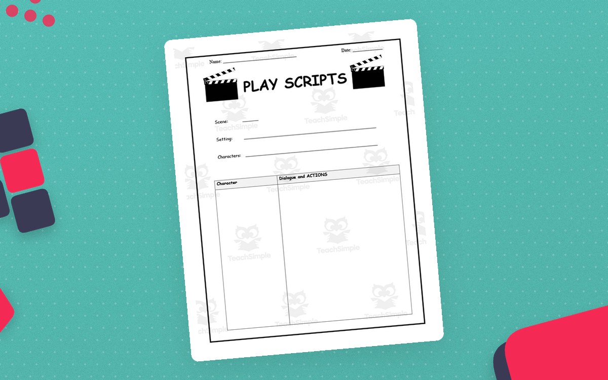 Script Writing Template – Characters and Dialogue preview: script writing organizer or template