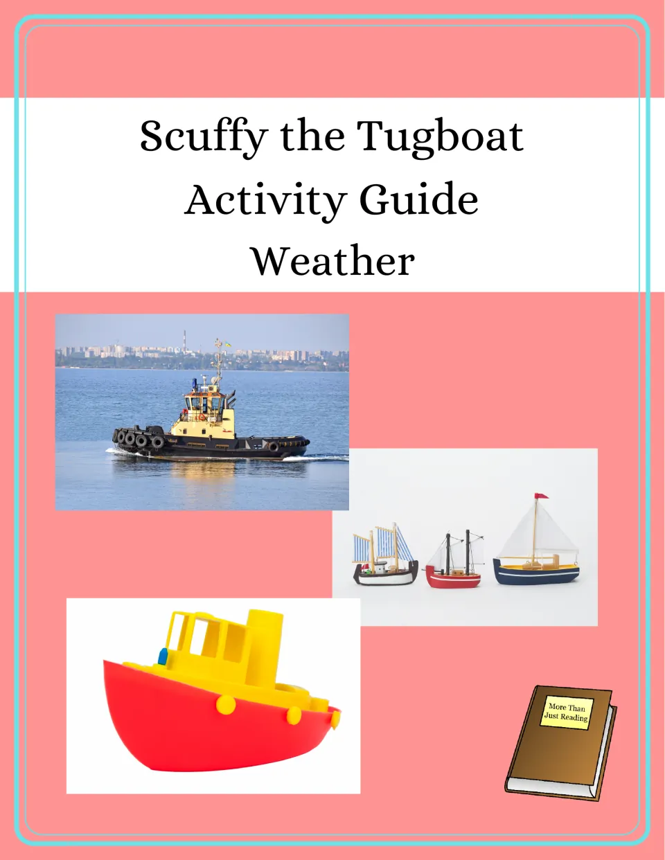 Scuffy the Tugboat: Weather Activity Guide cover featuring a real tugboat, model sailboats, and a toy boat