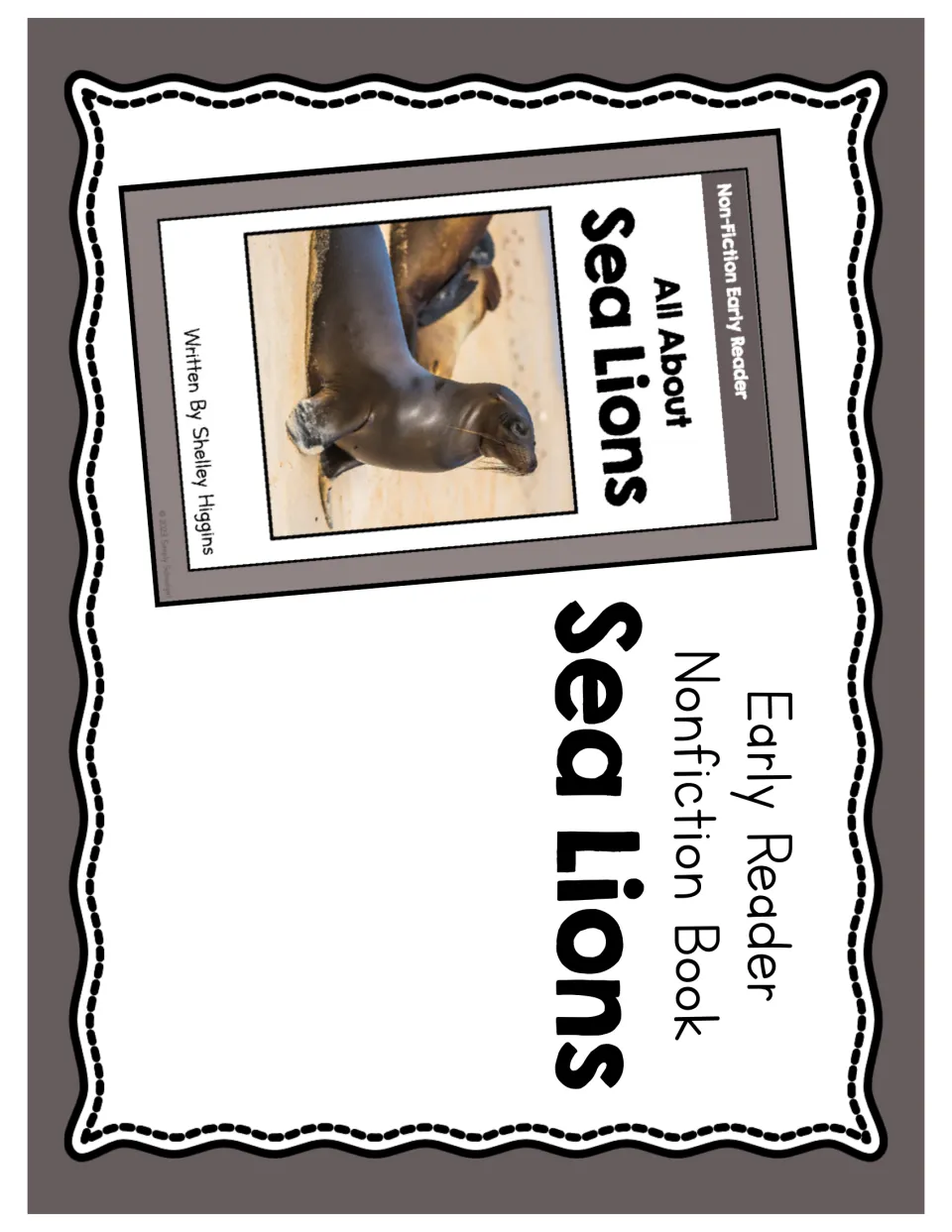 Cover of the Sea Lions Early Reader Nonfiction Book, showing a booklet cover with a sea lion photograph