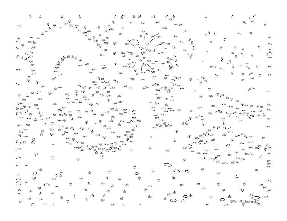Sea shell dot-to-dot puzzle: students join hundreds of numbered dots in order to reveal shells, a starfish and ocean waves