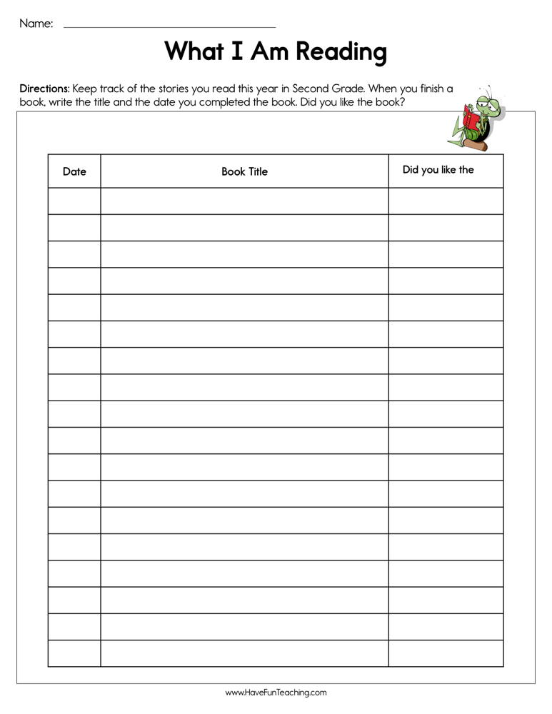 Second Grade What I am Reading Worksheet teaching resource preview