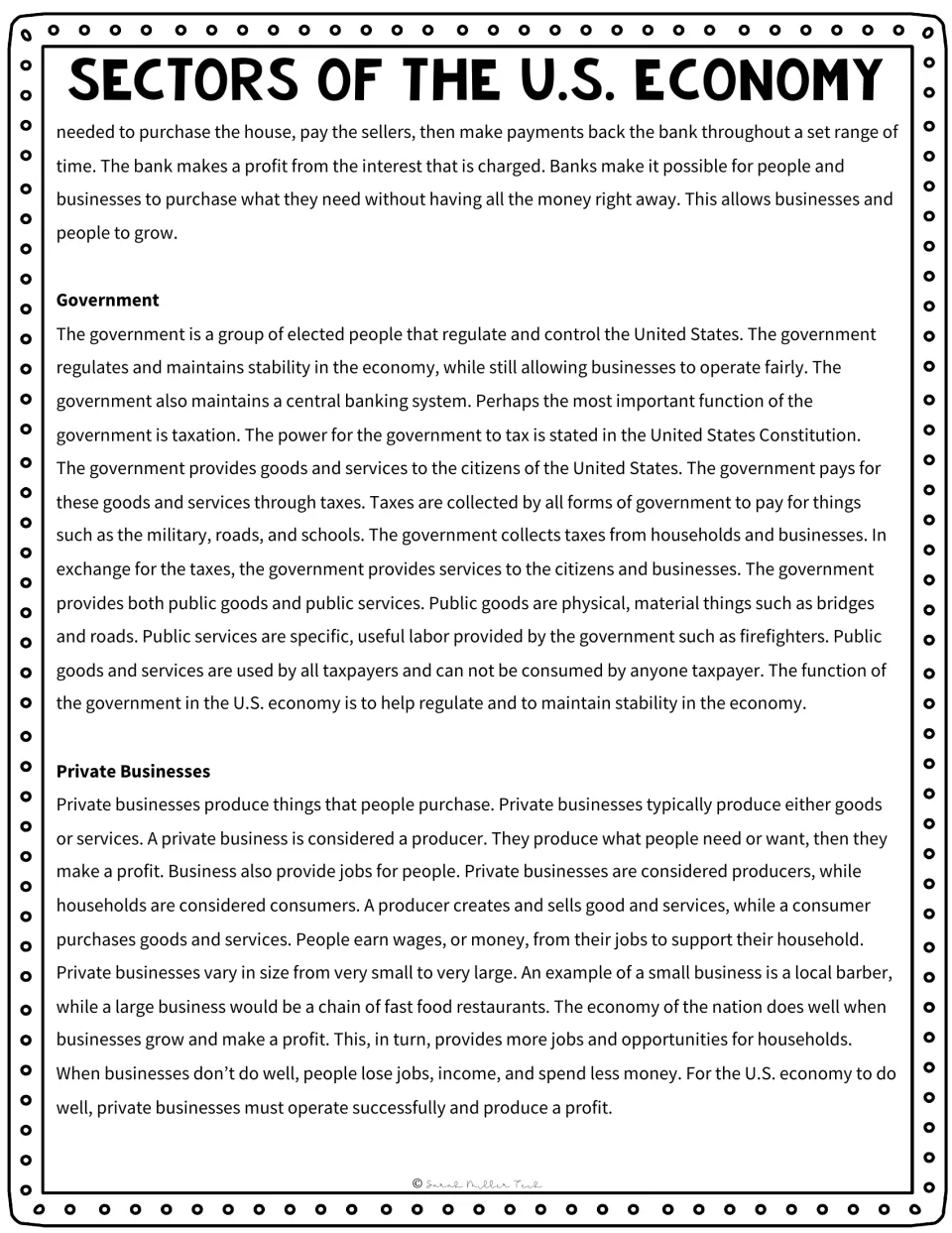 Economy reading passage, part 2: bank interest, government taxes and services, and private businesses