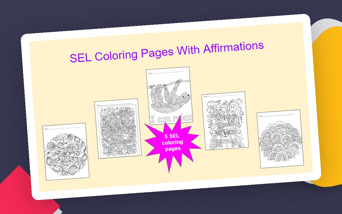 SEL Coloring Pages with Positive Affirmations preview