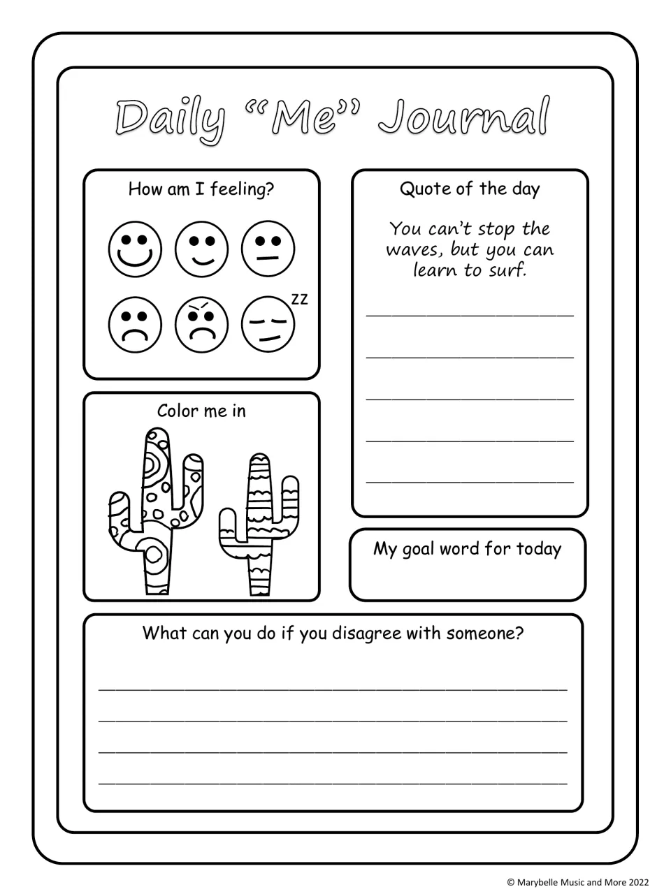 Handling disagreement: students reflect on a quote about learning to surf the waves and write what to do when they disagree