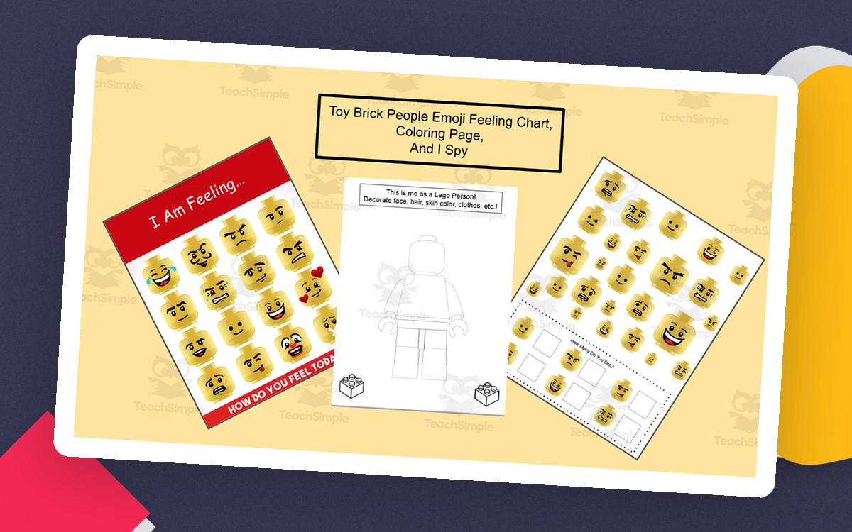 SEL Lego Emoji Feelings Chart – Coloring + I Spy preview