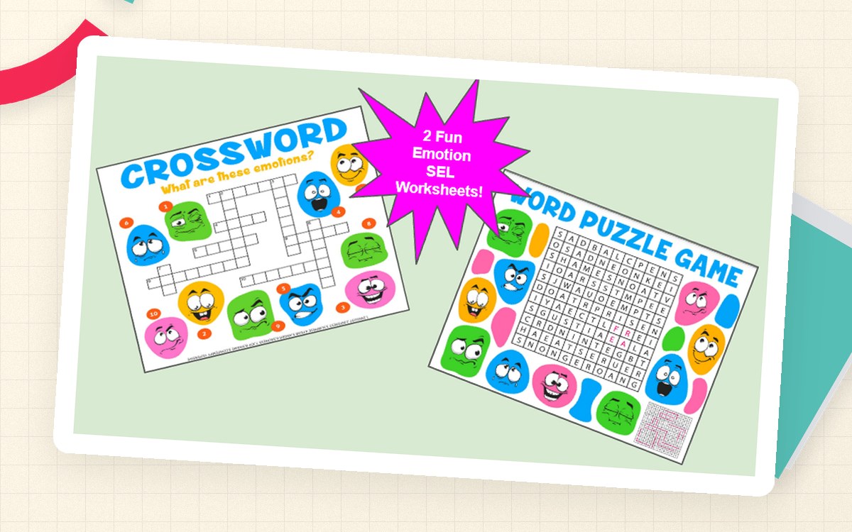SEL Worksheets-Feelings SEL Word Search and SEL Crossword Puzzles teaching resource preview