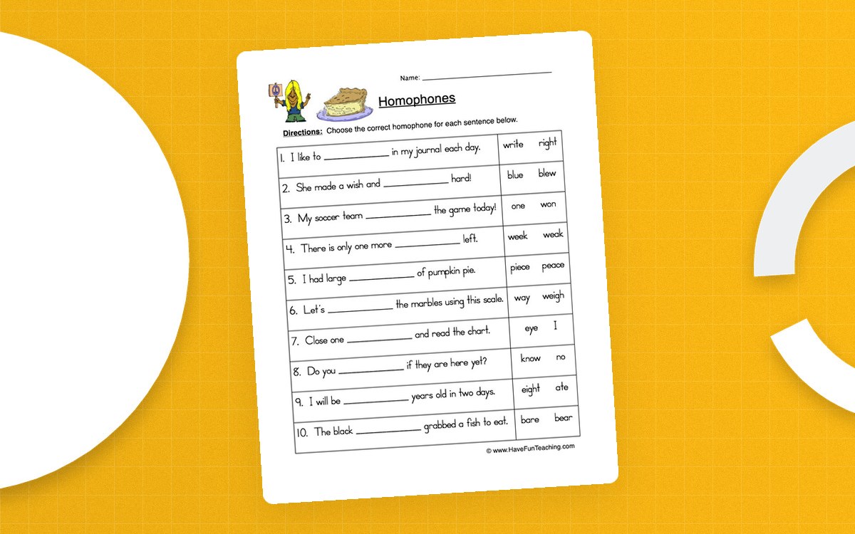 Selecting Homophones Worksheet teaching resource preview