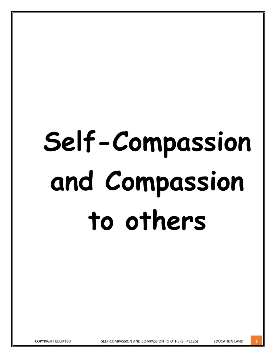 Cover for Self-Compassion and Compassion to Others, a reflection worksheet from Education Land