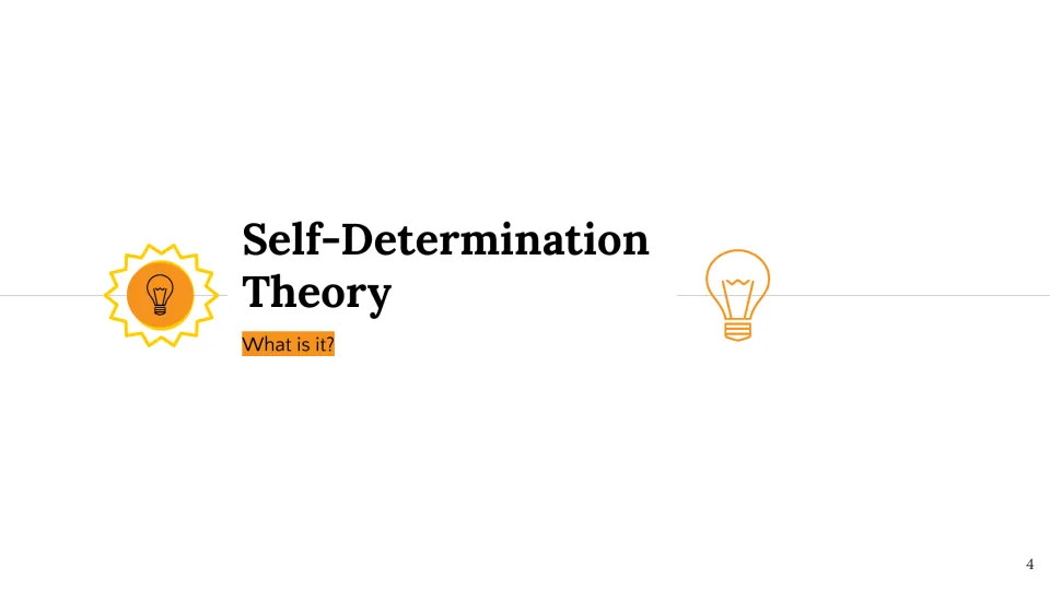 Section introduction slide opens the definition of self-determination theory with the question 'What is it?'