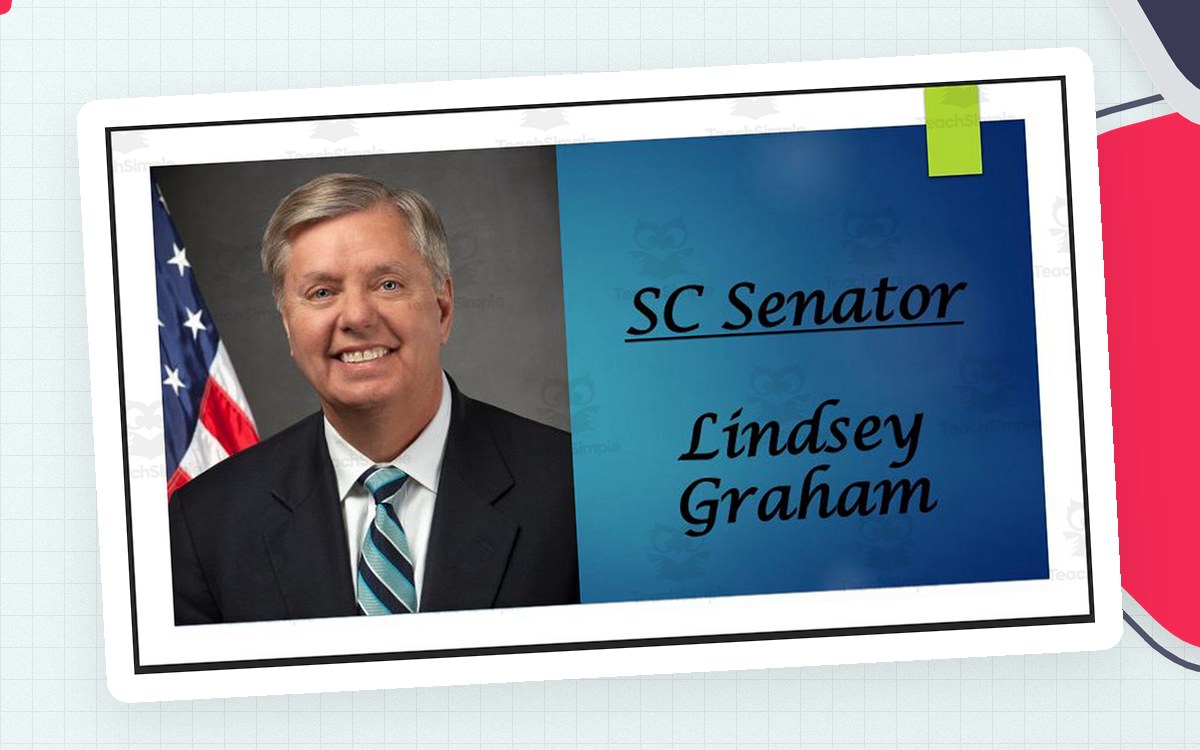 South Carolina Senator Lindsey Graham biography-slide cover with portrait.