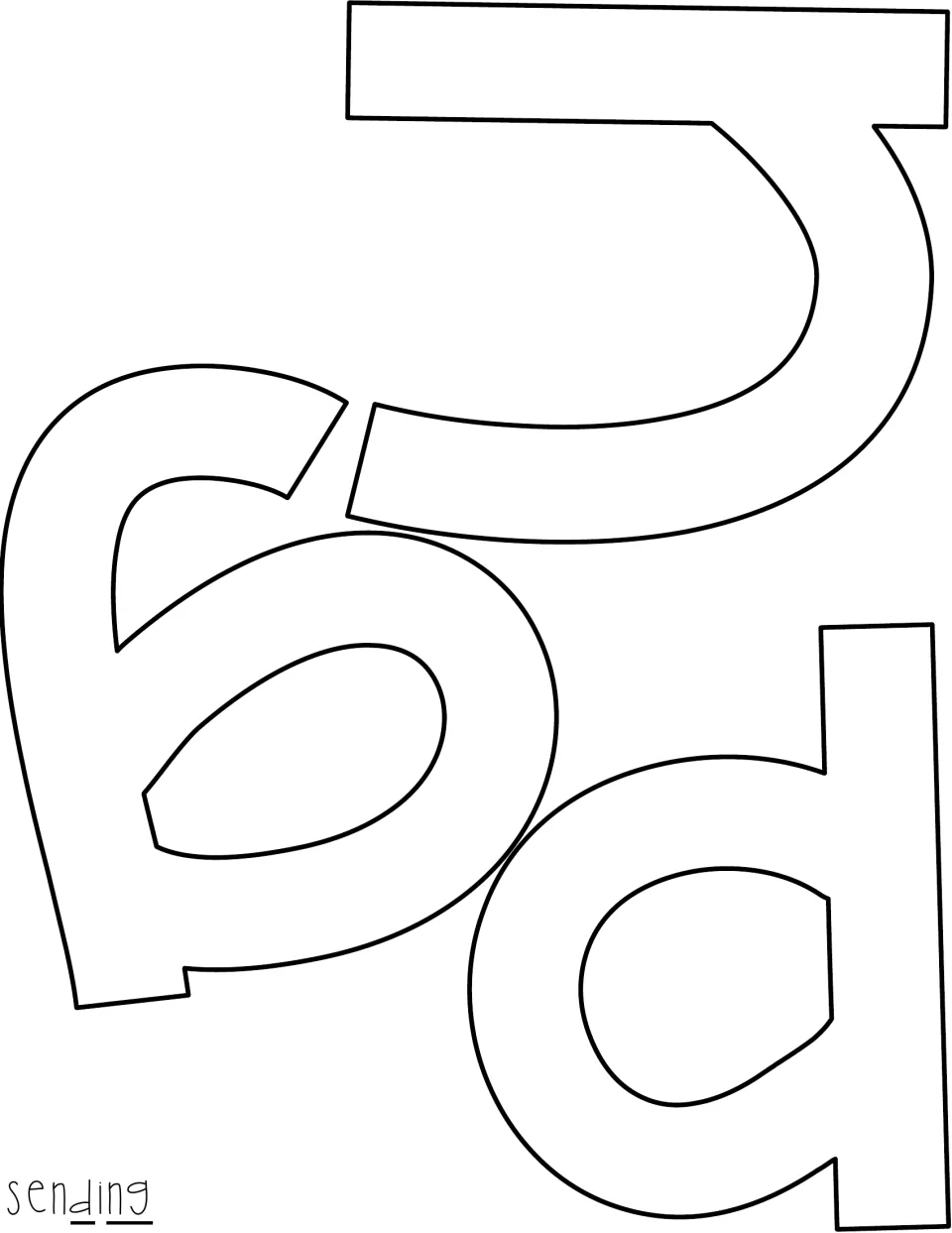 Second outline letter sheet for 'sending,' completing the word's cutouts for the Valentine's Day display