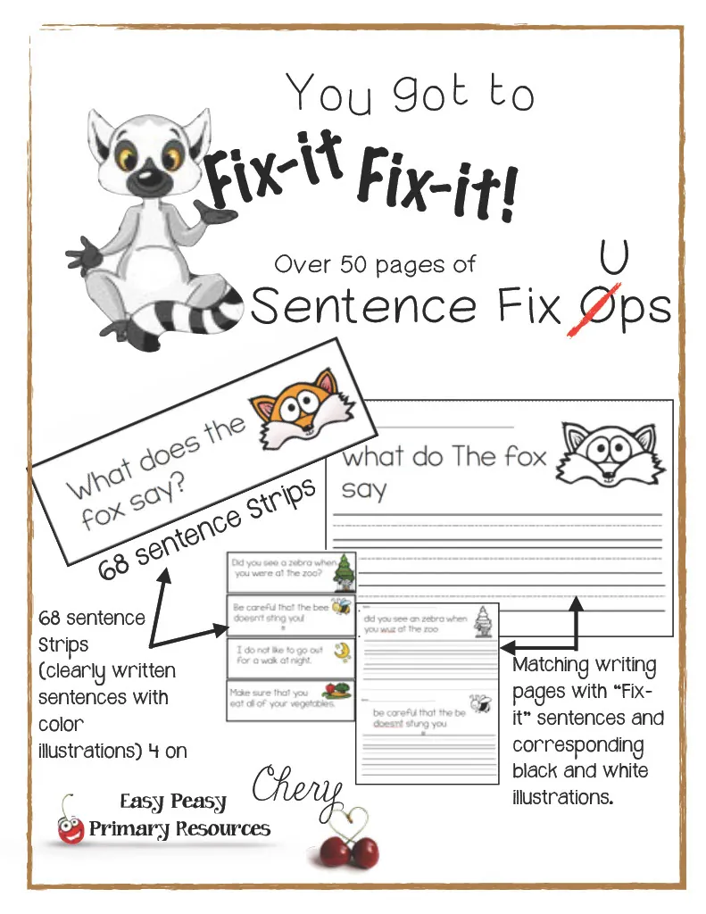 Sentence Fix-Ups Worksheet Pack – cover