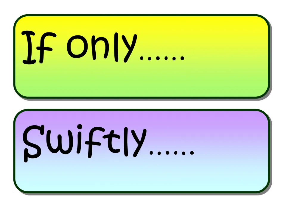 Varied sentence openings: two cards reading "If only..." and "Swiftly..." for students to finish as complete sentences