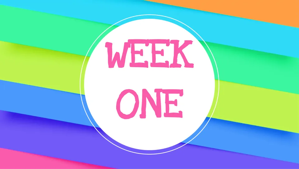 Week One divider introduces the first September writing prompt set, with three choices on the next slide