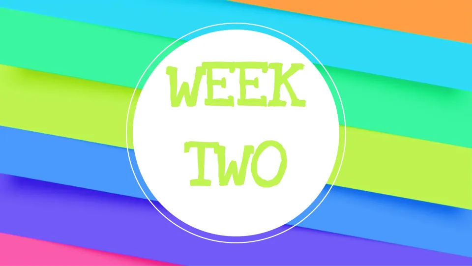 Week Two divider introduces the second September writing prompt set, with three choices on the next slide
