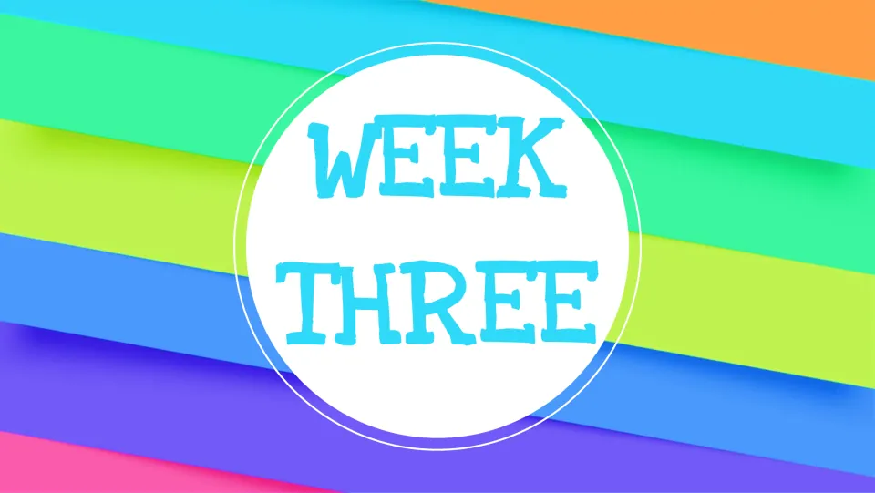 Week Three divider introduces the third September writing prompt set, with three choices on the next slide