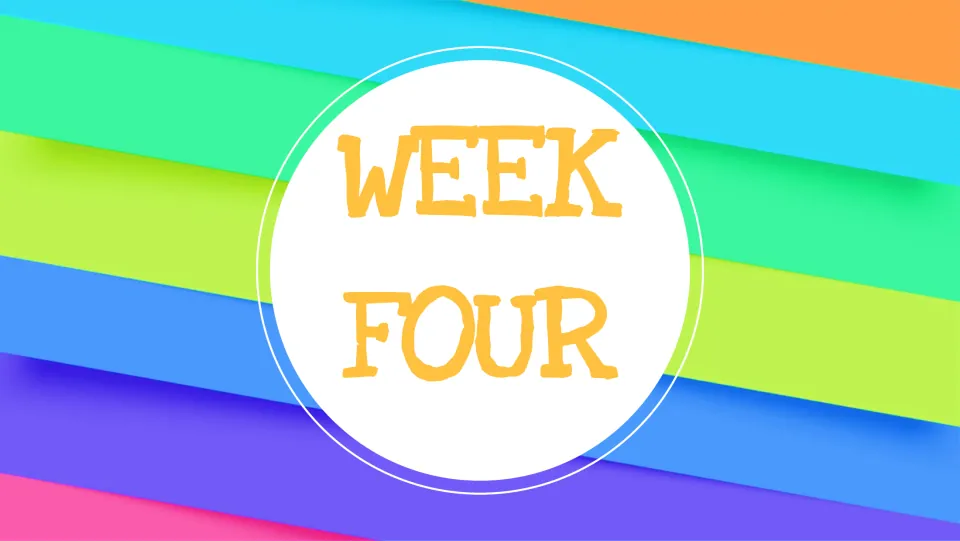 Week Four divider introduces the final September writing prompt set, with three choices on the next slide