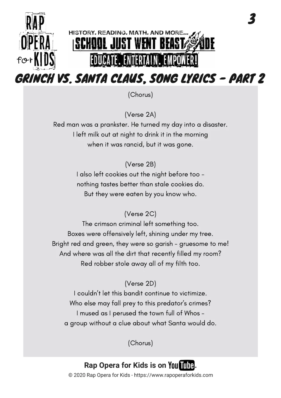 Song lyrics, part 2: the Grinch finds milk and cookies gone, bright gifts left, and his room cleaned