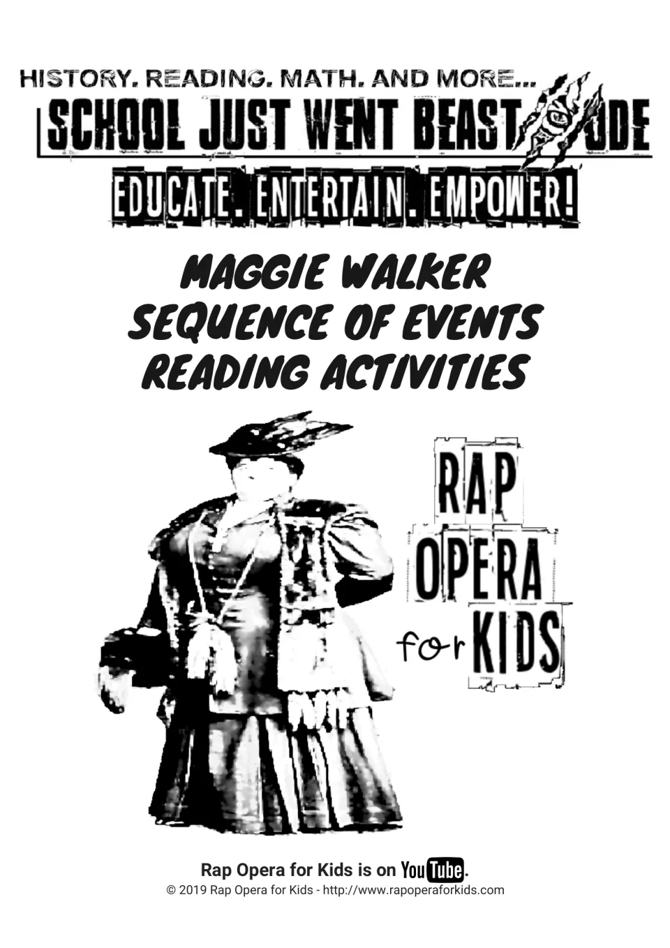 Cover of the reading resource titled 'Maggie Walker Sequence of Events Reading Activities' by Rap Opera for Kids.