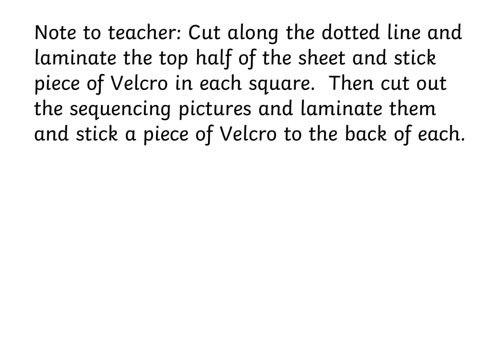 Teacher setup note: cut along the dotted line, laminate the top board and picture cards, and add Velcro to each