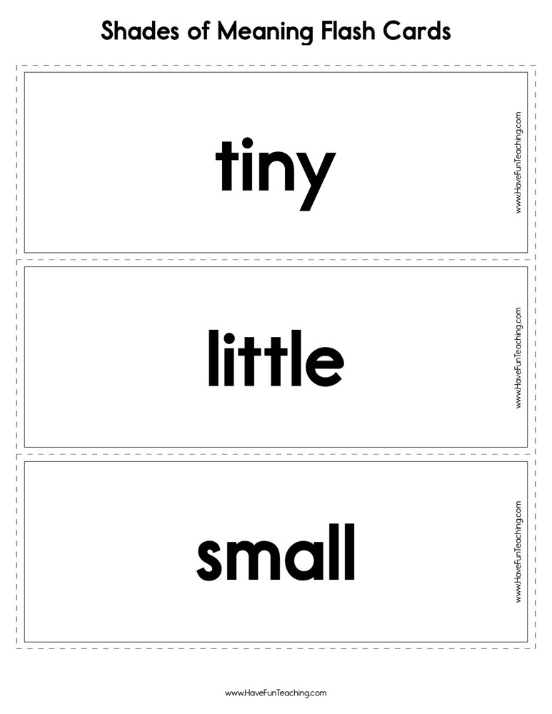 Shades of Meaning Flash Cards teaching resource preview