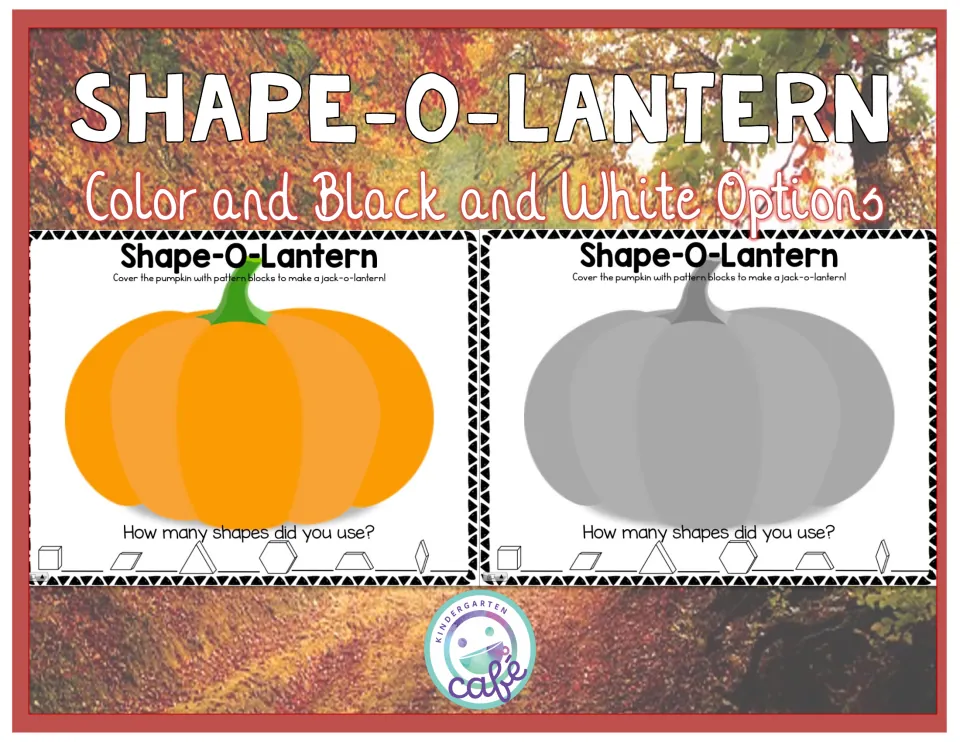Shape-O-Lantern cover showing color and black-and-white pumpkin options for the pattern-block activity