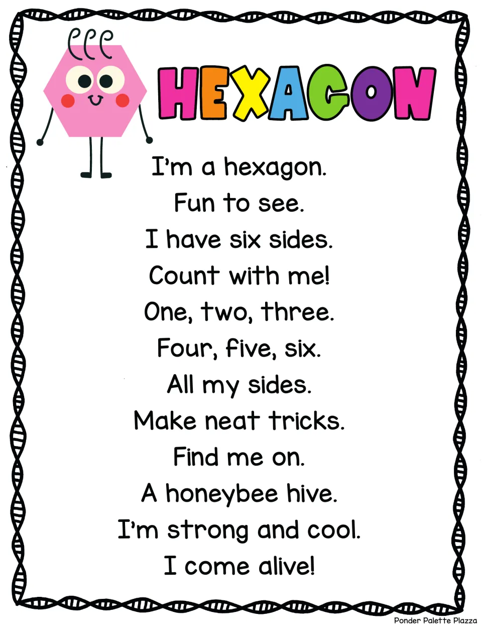 Hexagon song: students count six sides from one to six and learn hexagons appear in a honeybee hive