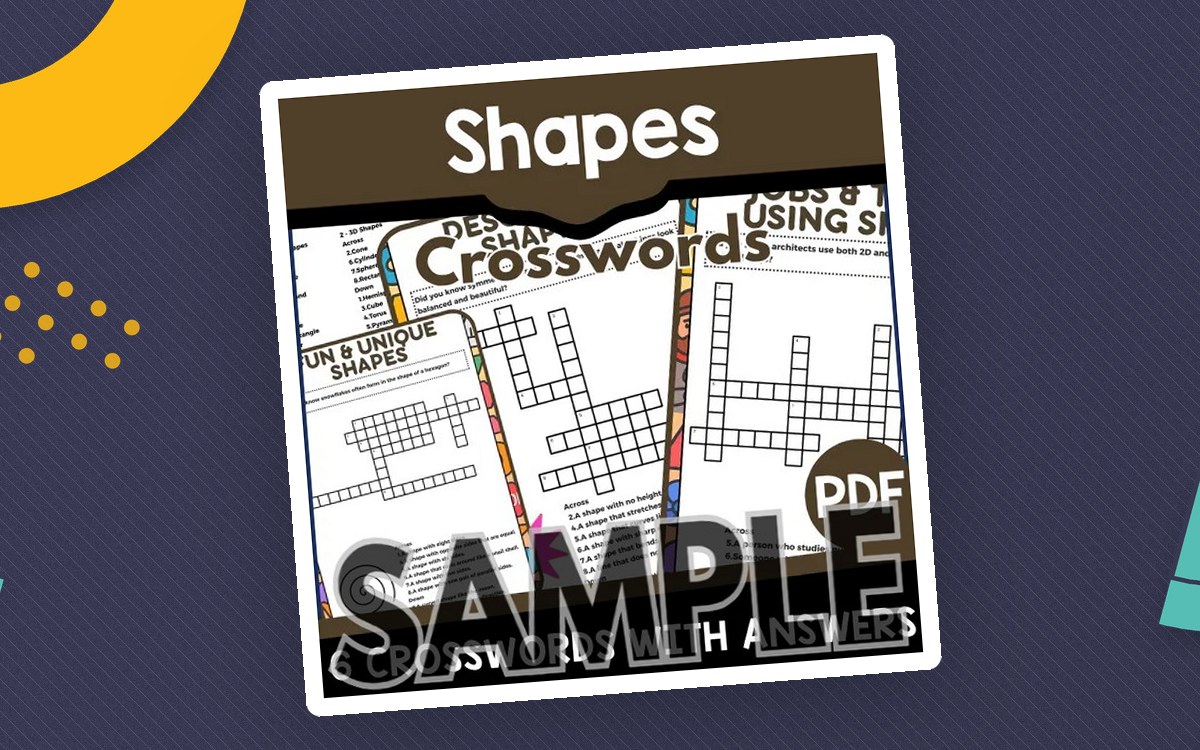 Shapes Crossword: 1 Page Sample (PDF) preview
