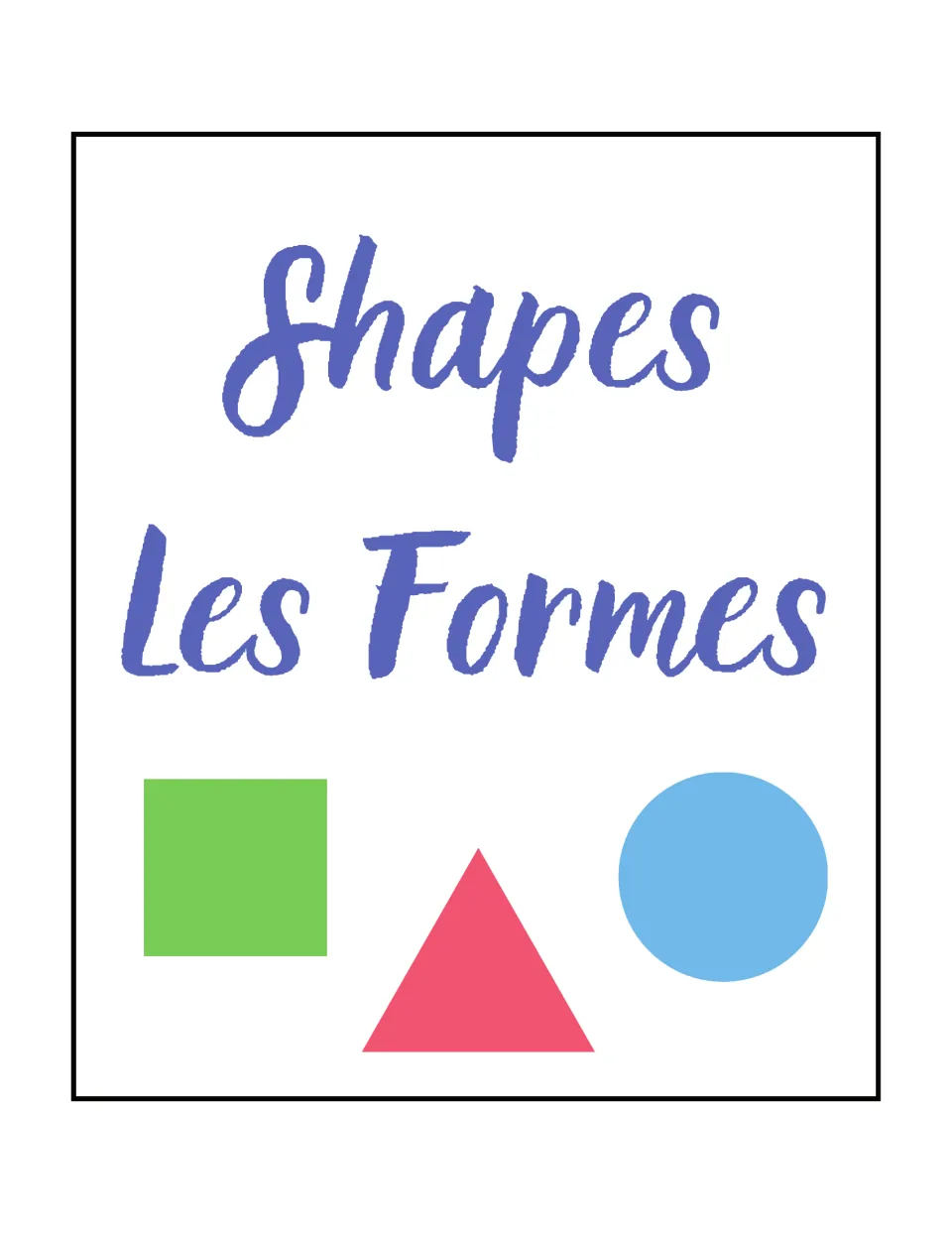 Cover titled Shapes / Les Formes in blue script, showing a green square, pink triangle and blue circle beneath the title