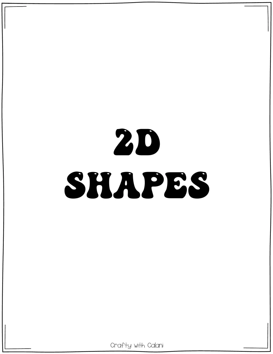 Section divider labeled “2D SHAPES,” introducing the flat shape posters in the poster and flashcard set