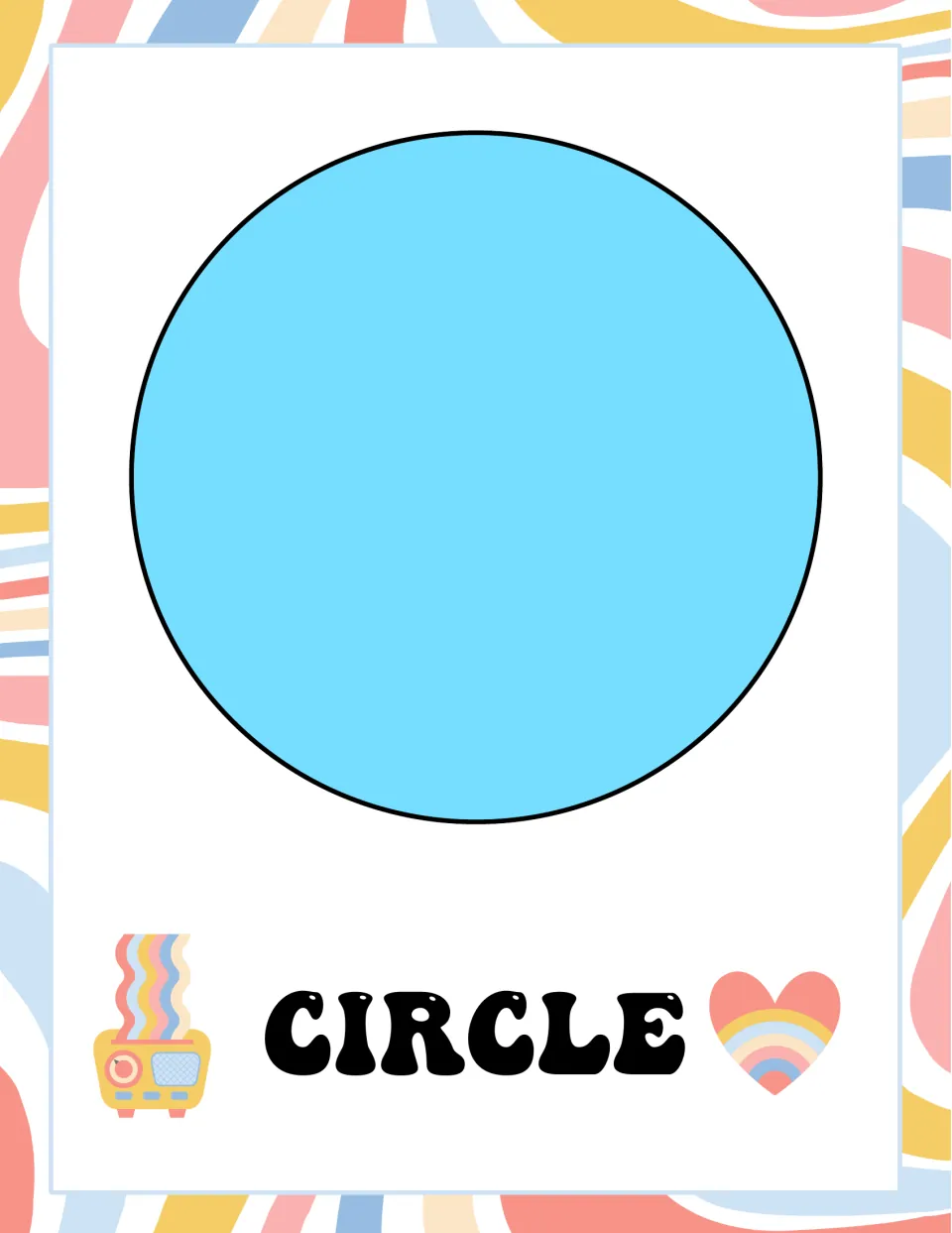 Circle poster in the 2D shape set, featuring a blue circle labeled “CIRCLE” for display or flashcard use