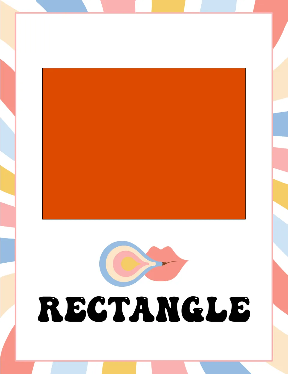 Rectangle poster in the 2D shape set, showing an orange rectangle labeled “RECTANGLE” for shape recognition