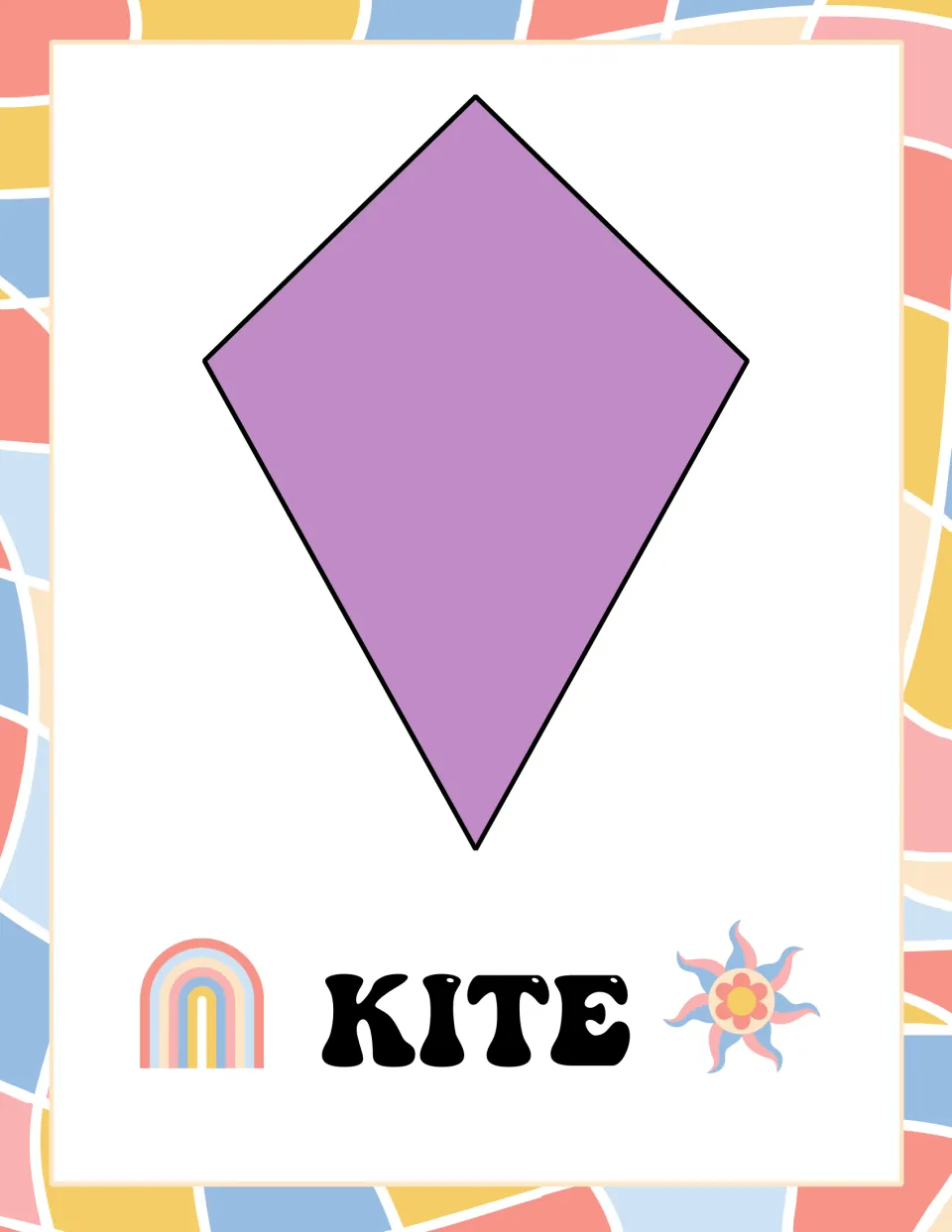 Kite poster in the 2D shape set, featuring a purple kite labeled “KITE” for display or flashcard use