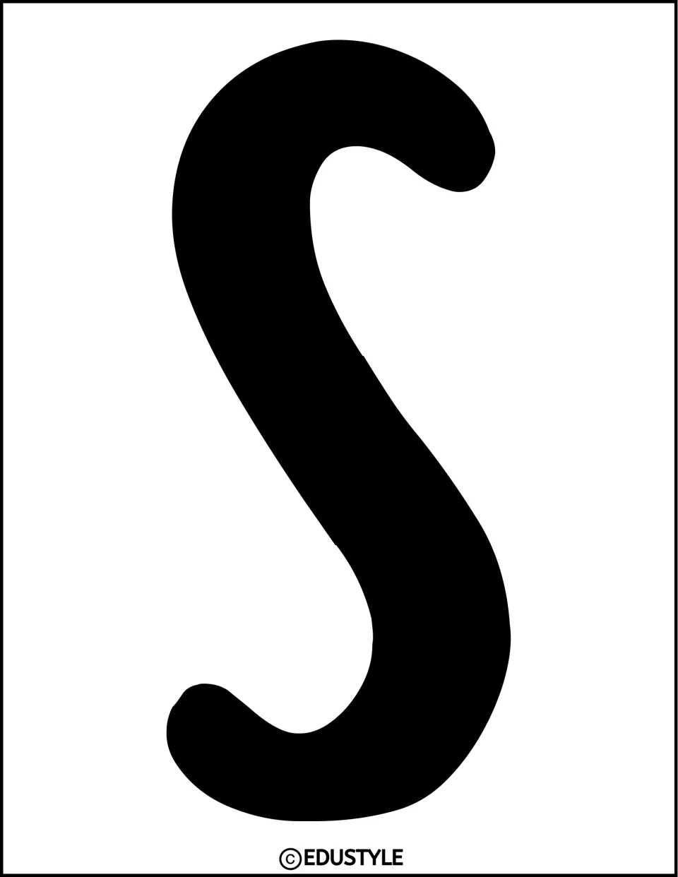 Bulletin board title letter S in solid black, one of the printable letters for the 'Share love!' display