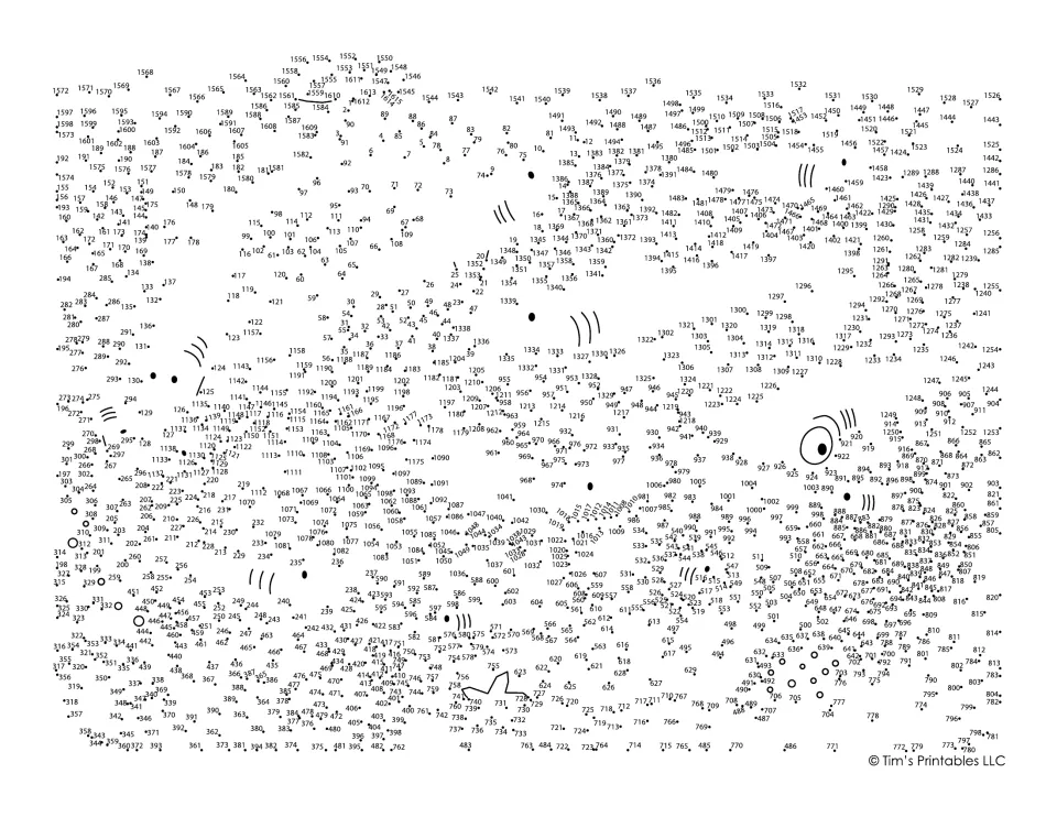 Shark scene dot-to-dot: students connect roughly 1,600 numbered dots in order to reveal a hidden underwater picture