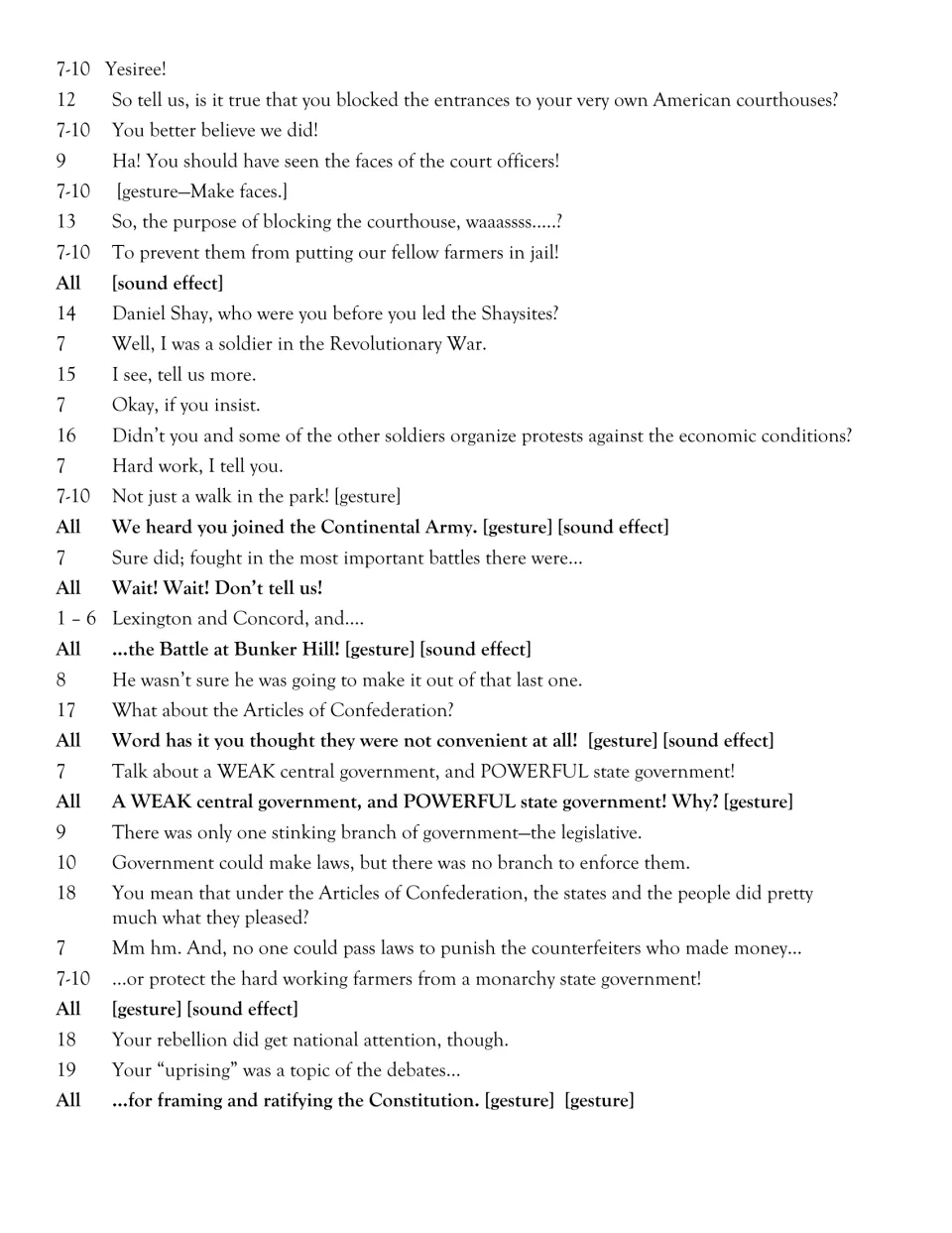 Projection script middle: courthouse protests, Shays' military service, and the Articles of Confederation