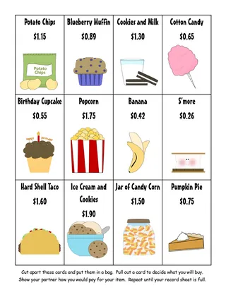 Shopping for Snacks Math Activity – cover