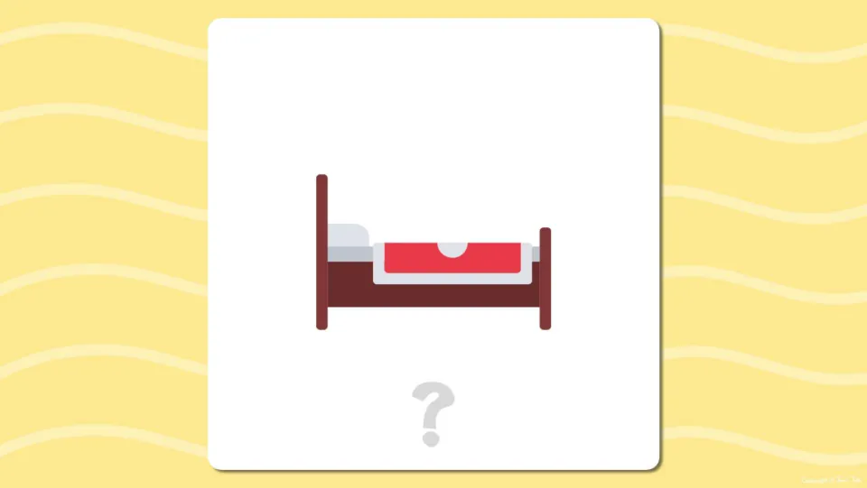 Short e flash card prompt: a picture of a bed with a question mark so students name the word aloud before it is revealed