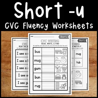 Short U CVC Worksheets – Early Reader Practice – sample page 2