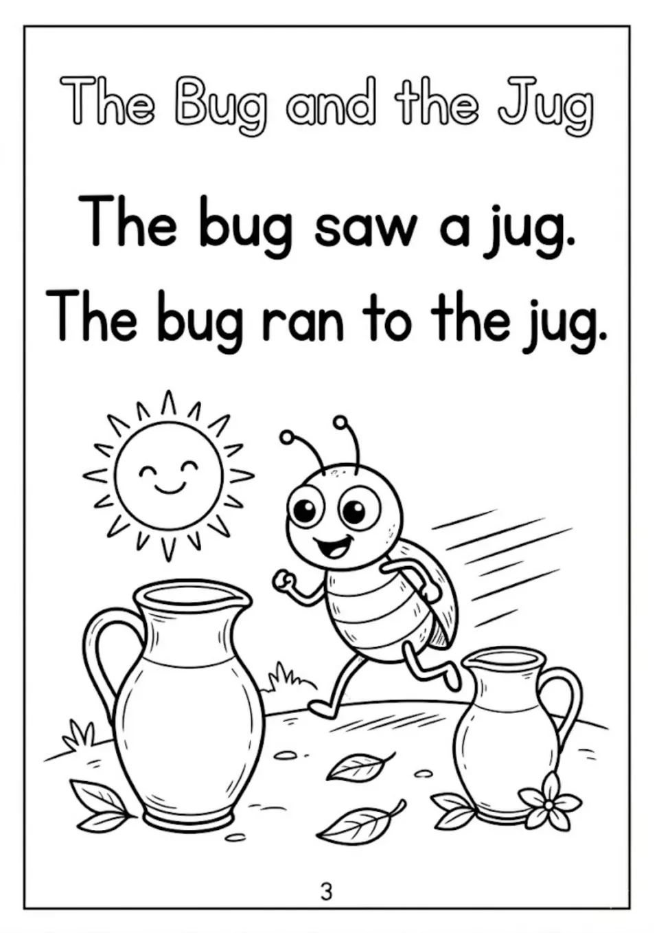 The Bug and the Jug, part 2: students decode 'The bug saw a jug. The bug ran to the jug.' with the bug running