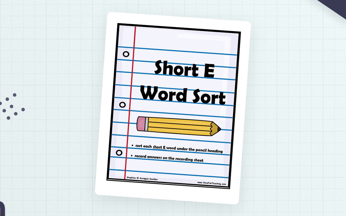 Short Vowel E Word Sort Activity preview