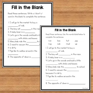 Short Vowel Flash Cards with Pictures - Short u – sample page 4
