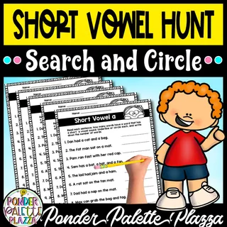 Short Vowel Hunt - Search and Circle ( a,e,i,o,u) – cover