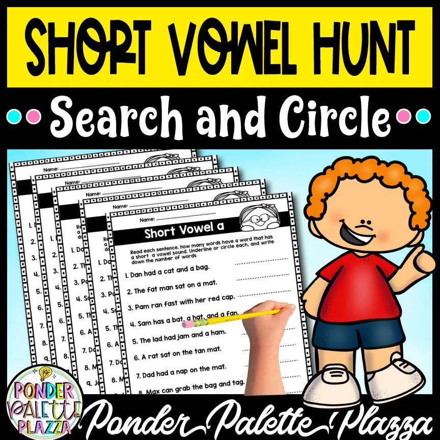 Short Vowel Hunt - Search and Circle ( a,e,i,o,u) – cover