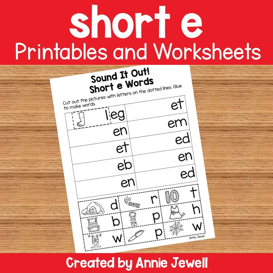 Short Vowel Worksheets and Printables - Short e – cover