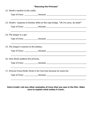 Shrek Irony Worksheets – Verbal, Situational, Dramatic – sample page 2