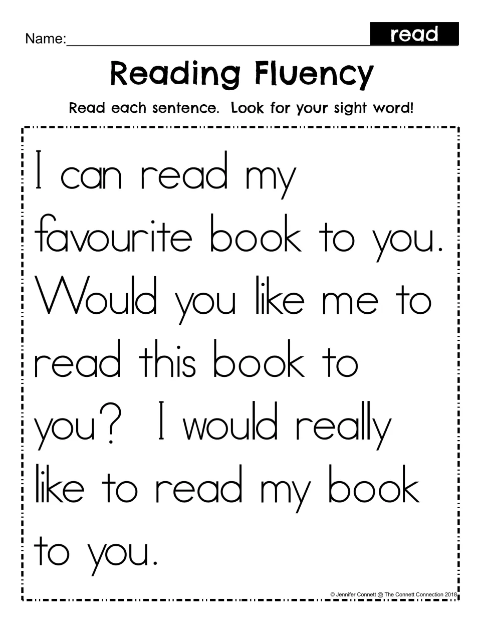 Alternate spelling version of the “read” passage, including “Would you like me to read this book to you?”