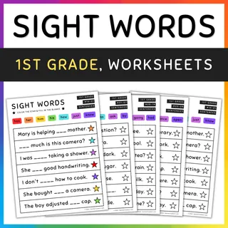 Sight Word Sentences, Fill in the Blanks, 1st Grade - SET 7 – cover