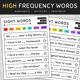 Sight Word Sentences, Fill in the Blanks, 1st Grade - SET 7 – sample page 3