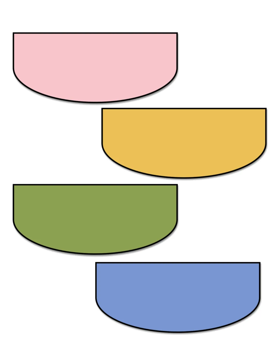 Sundae bowl cut-outs in pink, yellow, green and blue where students line up three letter scoops to build each word